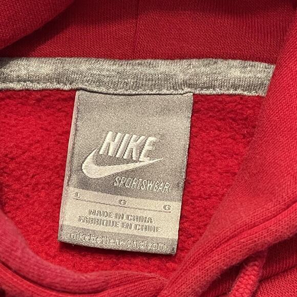 Nike Hoodie Mens Large Red Sportswear Pullover Swoosh Logo Sweatshirt Cotton - Picture 7 of 9